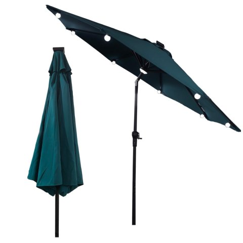 PARASOL OGRODOWY Z OŚWIETLENIEM ŻARÓWKI LED 270CM TURKUSOWY
