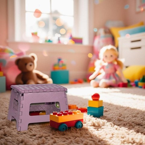 STOŁEK TABORET ANTYPOŚLIZGOWY SKŁADANY RÓŻOWY