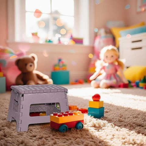 STOŁEK TABORET ANTYPOŚLIZGOWY SKŁADANY SZARY