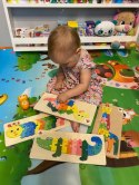 EDUKACYJNE DREWNIANE KLOCKI PUZZLE UKŁADANKA 8765K