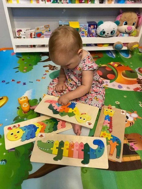 EDUKACYJNE DREWNIANE KLOCKI PUZZLE UKŁADANKA 8765K