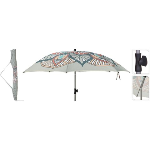 PARASOL PLAŻOWY OGRODOWY MANDALA 200CM SZARY
