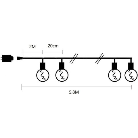 PARTY LIGHT GIRLANDA ZEWNĘTRZNA 20 ŻARÓWEK 100LED 5,8M 230V