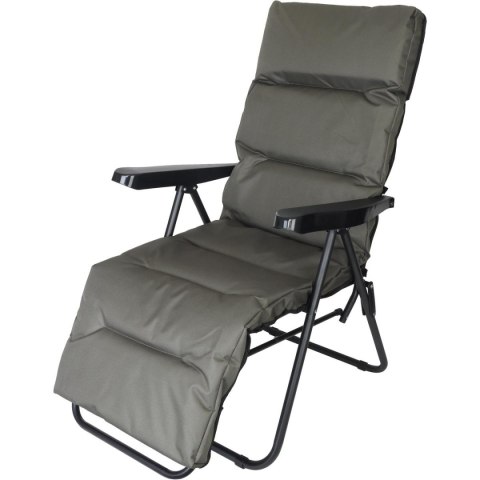 FOTEL OGRODOWY Z PODNÓŻKIEM 57x83x106CM SZARO-ZIELONY