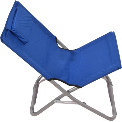 LEŻAK PLAŻOWY SKŁADANY Z ZAGŁÓWKIEM 47X61X58CM GRANATOWY
