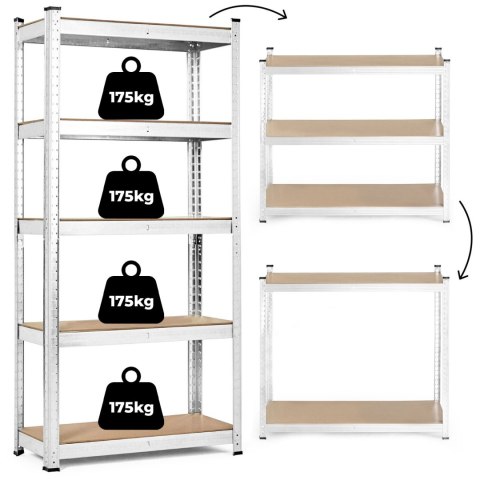 Regał magazynowy 180x90x40 cm stal galwanizowana 5 półek 875 kg ModernHome
