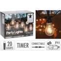 GIRLANDA OGRODOWA PARTY LIGHT 20LED A60 TIMER MOŻLIWOŚĆ ŁĄCZENIA