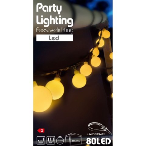 GIRLANDA OGRODOWA PARTY LIGHT 80LED CIEPŁY BIAŁY