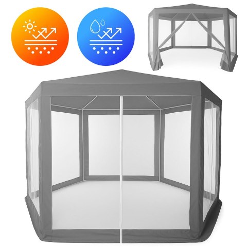 Namiot pawilon ogrodowy handlowy 2x2x2 m z moskitierą szary MultiGarden