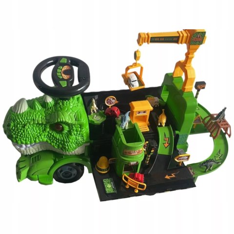 Jeździk 2w1 dinozaur + 4 autka rozkładany parking dźwig dźwięk ZH918