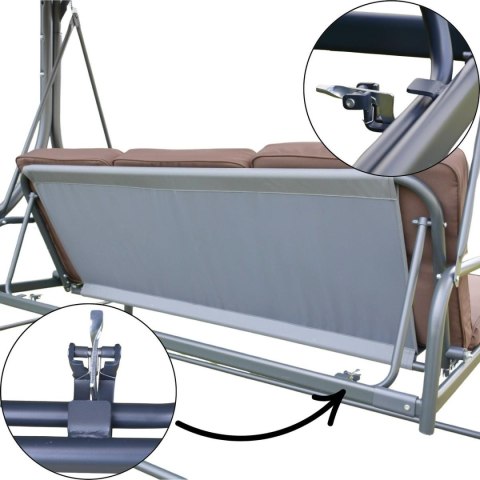 HUŚTAWKA OGRODOWA 3-OSOBOWA ZOSIA Z DASZKIEM Z POLIWĘGLANU