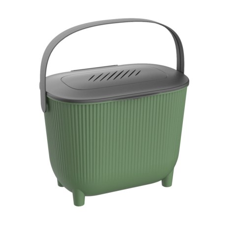 Ekologiczny kompostownik, mały kosz na blat, 10L, zielony z szarą pokrywą