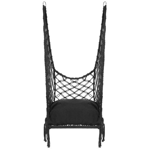 HAMAK AŻUROWY FOTEL WISZĄCY BOCIANIE GNIAZDO 60x60x115CM Z PODUSZKĄ CIEMNO SZARY