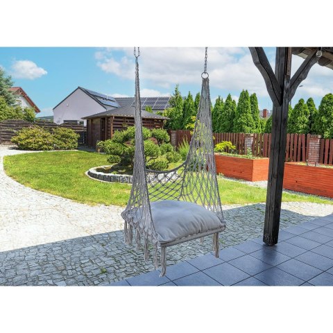 HAMAK AŻUROWY FOTEL WISZĄCY BOCIANIE GNIAZDO 60x60x150CM Z PODUSZKĄ ECRU