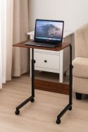 Stolik pod laptopa z kółkami biurko dostawiane do fotela kanapy ciemny brąz ModernHome