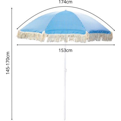 PARASOL PLAŻOWO OGRODOWY Z FRĘDZLAMI 174CM NIEBIESKI