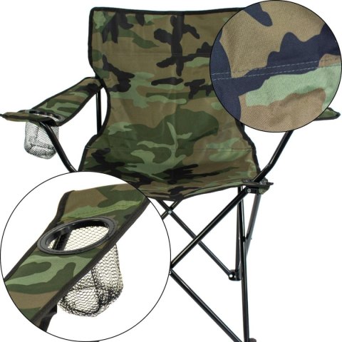 KRZESŁO TURYSTYCZNE SKŁADANE 50X50X80CM CAMUFLAGE