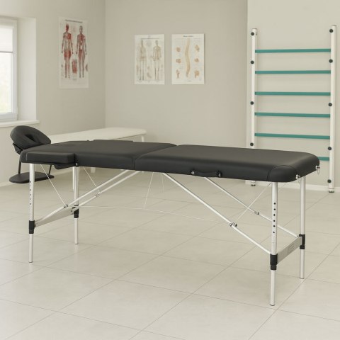 Aluminiowy stół do masażu i rehabilitacji 2-segmentowy składany w walizkę + torba ModernHome