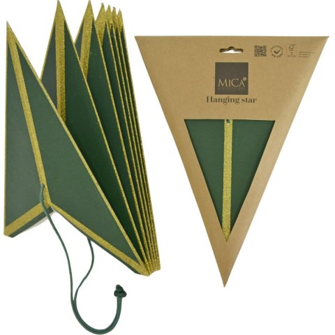 GWIAZDA DEKORACYJNA WISZĄCA PAPIEROWA FSC 14x45CM ZIELONA 7 RAMION MICA