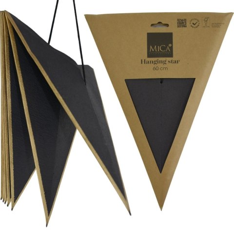 GWIAZDA DEKORACYJNA WISZĄCA PAPIEROWA FSC 18x60CM CZARNA 7 RAMION MICA