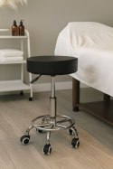 Stołek obrotowy taboret kosmetyczny medyczny fotel regulowany czarny ModernHome
