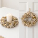 WIANEK DEKORACYJNY 34CM ZŁOTY Z SZYSZKAMI I BOMBKAMI MICA