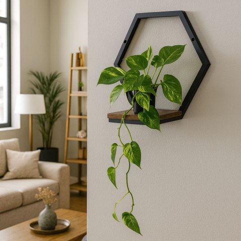 Kwietnik ścienny półka wisząca na kwiaty ozdoby loft heksagon ModernHome