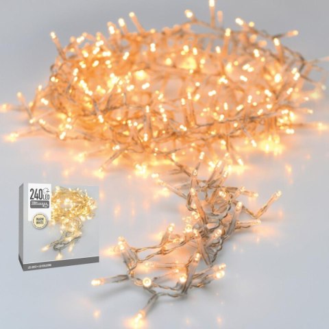 LAMPKI CHOINKOWE ŁAŃCUCH ŚWIETLNY 240 LED TIMER CIEPŁY BIAŁY PRZEŹROCZYSTY PRZEWÓD