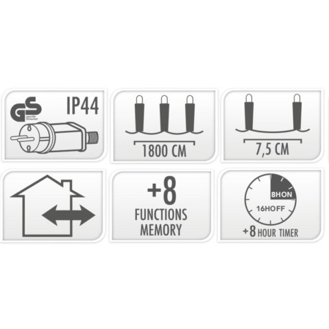 LAMPKI CHOINKOWE ŁAŃCUCH ŚWIETLNY 240 LED TIMER CIEPŁY BIAŁY PRZEŹROCZYSTY PRZEWÓD