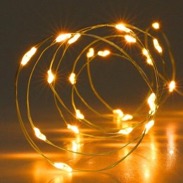 LAMPKI DRUCIKI NA BATERIE GIRLANDA 100 LED SUPER CIEPŁY BIAŁY TIMER