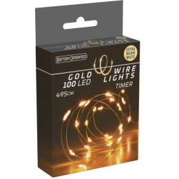 LAMPKI DRUCIKI NA BATERIE GIRLANDA 100 LED SUPER CIEPŁY BIAŁY TIMER