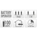 LAMPKI DRUCIKI NA BATERIE GIRLANDA 100 LED SUPER CIEPŁY BIAŁY TIMER