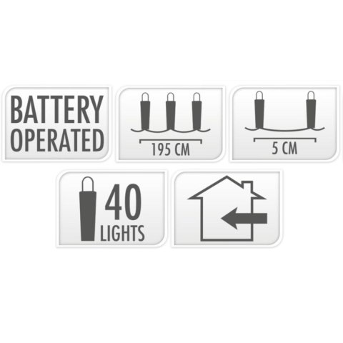 LAMPKI DRUCIKI NA BATERIE GIRLANDA 40 LED SUPER CIEPŁY BIAŁY