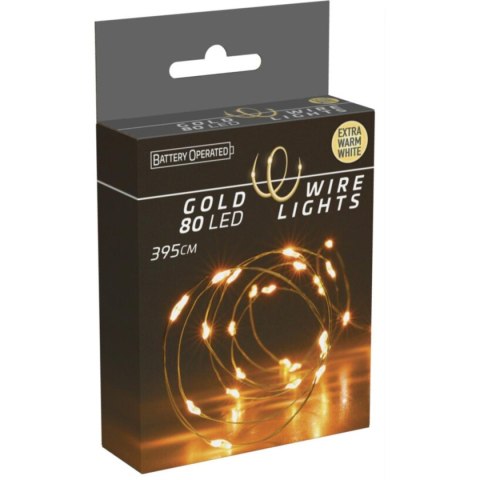 LAMPKI DRUCIKI NA BATERIE GIRLANDA 80 LED SUPER CIEPŁY BIAŁY