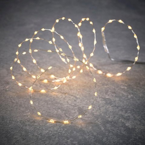 LAMPKI DRUCIKI NA BATERIE GIRLANDA 90 LED CIEPŁY BIAŁY FLASH LUCA
