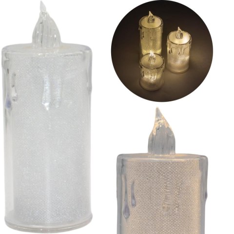 ŚWIECA DEKORACYJNA 12,5 CM TRANSPARENT CIEPŁY BIAŁY 1 LED