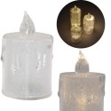 ŚWIECA DEKORACYJNA 8 CM TRANSPARENTA CIEPŁY BIAŁY 1 LED