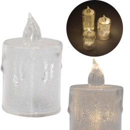 ŚWIECA DEKORACYJNA 8 CM TRANSPARENTA CIEPŁY BIAŁY 1 LED