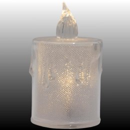 ŚWIECA DEKORACYJNA 8 CM TRANSPARENTA CIEPŁY BIAŁY 1 LED
