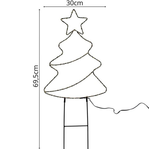 CHOINKA OGRODOWA STOJAK CIEPŁY BIAŁY LAMPKI 180 LED NA BATERIE 30x69,5CM LUCA