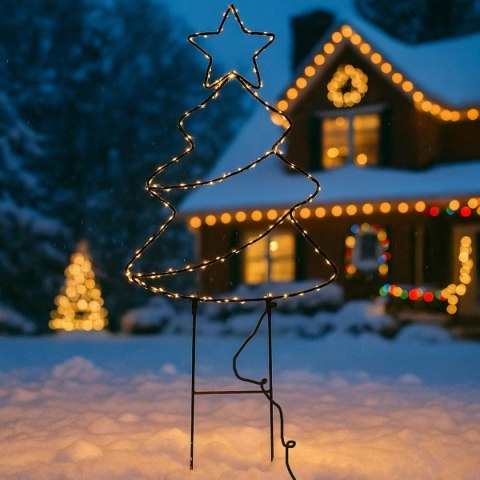 CHOINKA OGRODOWA STOJAK CIEPŁY BIAŁY LAMPKI 180 LED NA BATERIE 30x69,5CM LUCA