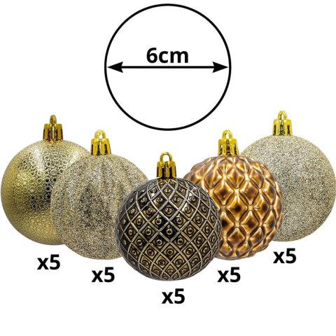 BOMBKA DEKORACYJNA PLASTIKOWA 6CM SET 35 SZT AMBER