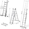 Drabina aluminiowa wielofunkcyjna 3x7 składana z pasami zabezpieczającymi 150 kg ModernHome