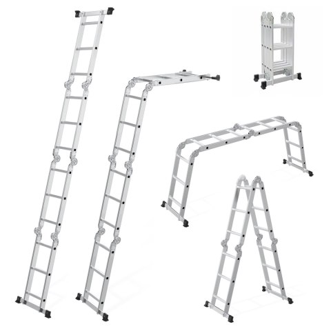 Drabina aluminiowa wielofunkcyjna 4x3 przegubowa składana 150 kg ModernHome