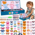 Klocki puzzle magnetyczne ubieranka miś kotek 68 el tablica 2w1