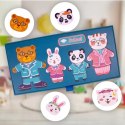 Klocki puzzle magnetyczne ubieranka miś kotek 68 el tablica 2w1