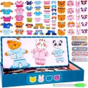 Klocki puzzle magnetyczne ubieranka miś kotek 68 el tablica 2w1