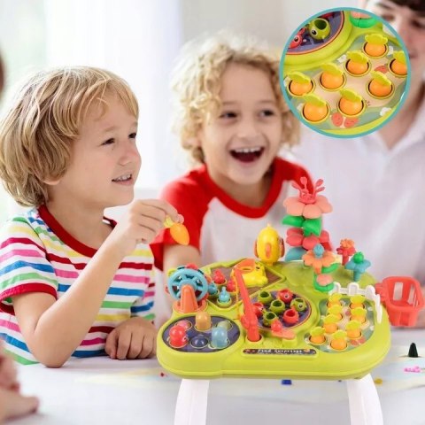 Stolik edukacyjny Montessori interaktywny młoteczek wędka marchewki rybki