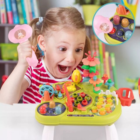 Stolik edukacyjny Montessori interaktywny młoteczek wędka marchewki rybki