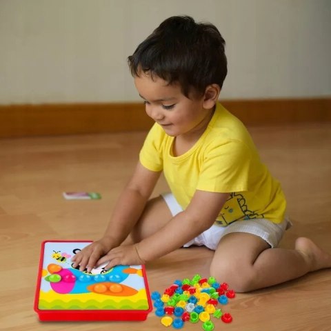 Układanka guzikowa Montessori mozaika edukacyjna trening małej rączki Miś